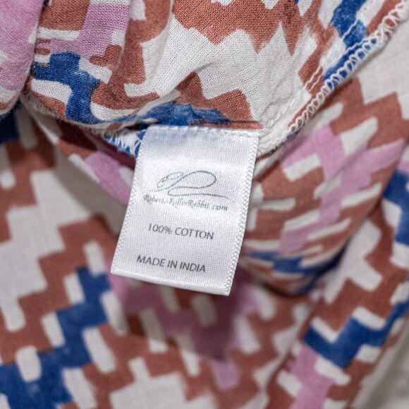 Roberta Roller Rabbit Women's Vneck Blouse Crochet cuffs multi color sz Small - Picture 6 of 9